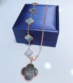[Shinejoy]COMBINED BRACELET 5 MOTIFS AND NECKLACE DARK MOP ROSE GOLD