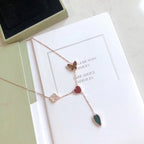 [Shinejoy]LUCKY SPRING 4 MOTIFS ROSE GOLD NECKLACE