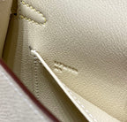 HM KELLY MINI 20 BLANC JAUNE MARRON EPSOM FERMOIR ARGENTÉ