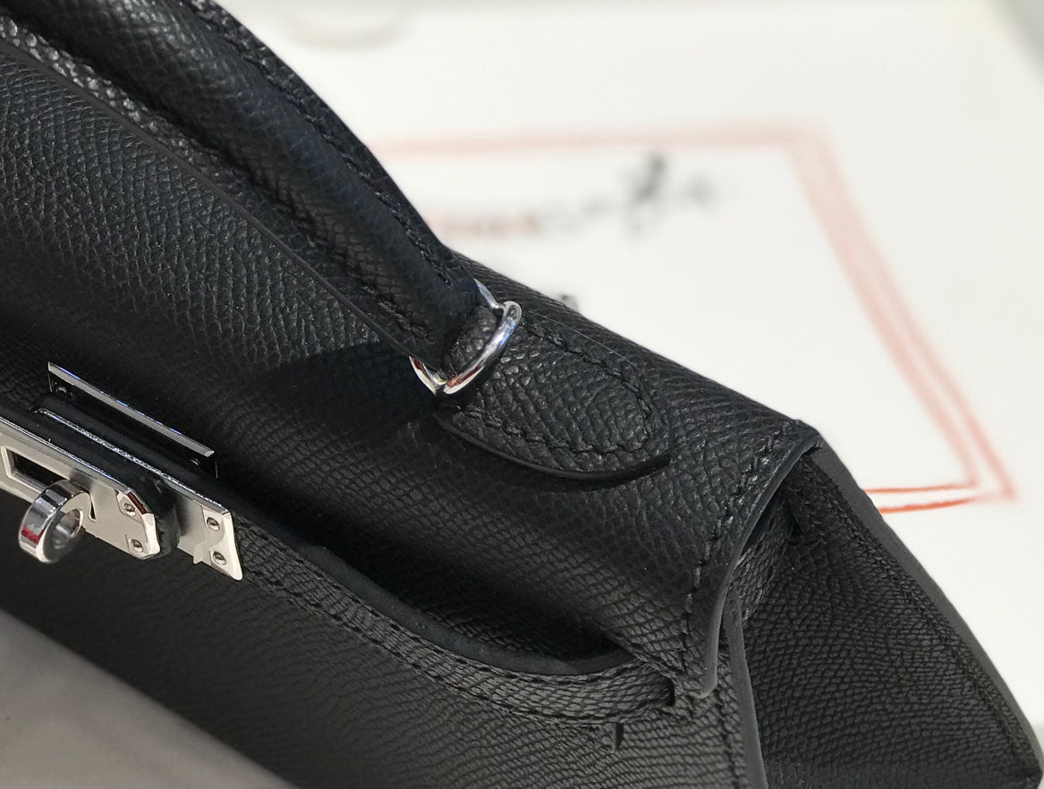 HM ケリー ミニ 20 ブラック エプソム シルバー ハードウェア