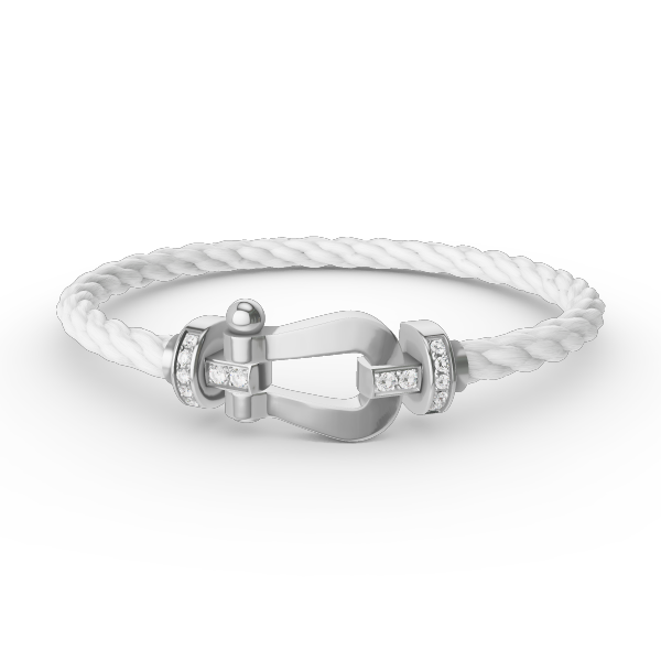 [Shinejoy] FORCE GRAND BRACELET FER À CHEVAL DEMI-DIAMANTS ARGENT