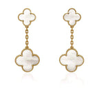 [Shinejoy]Boucles d'oreilles Clover 2 Motif Blanc Nasari