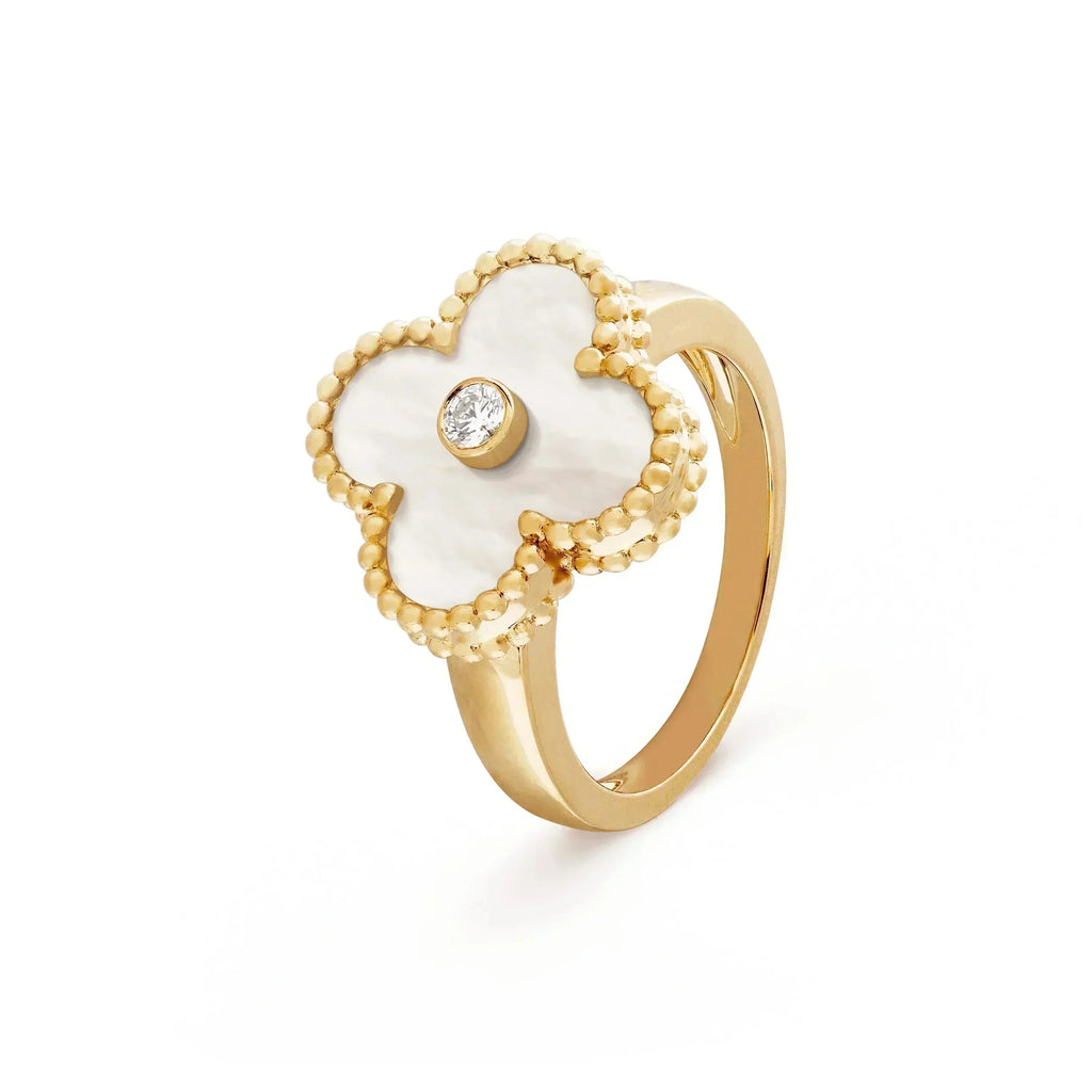 [Shinejoy]CLOVER PINK MOP RING GOLD DIAMOND